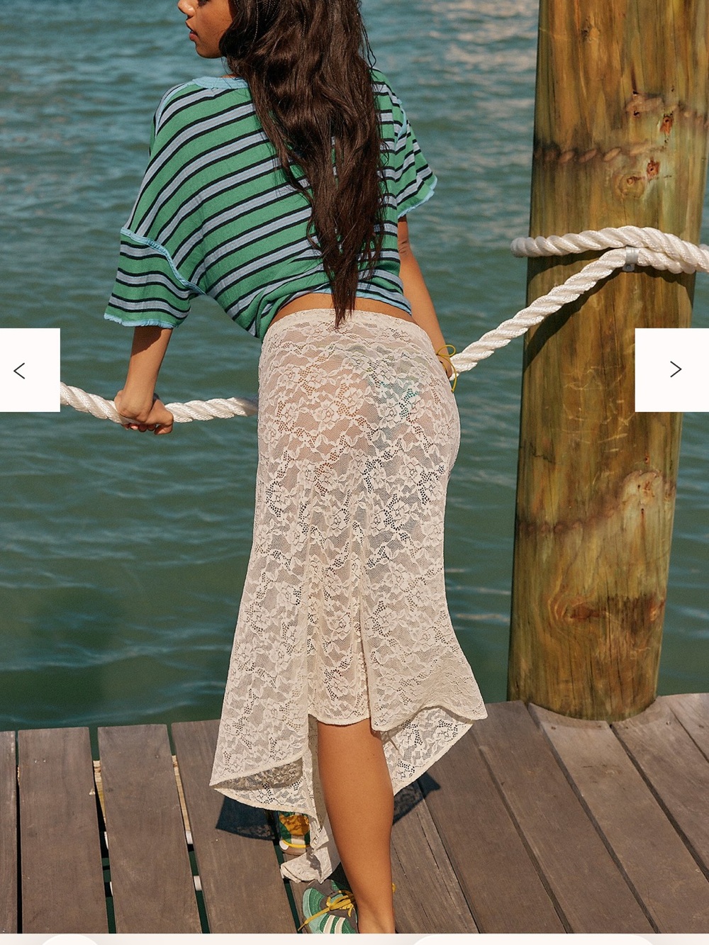 Free People White Lace Wrap Skirt - Women's Layered Asymmetric Skirt - Picture 3 of 9